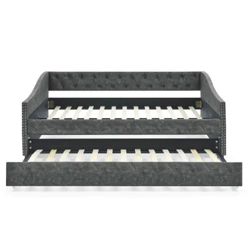 Elegant Full-Size Upholstered Sofa Bed on Wheels