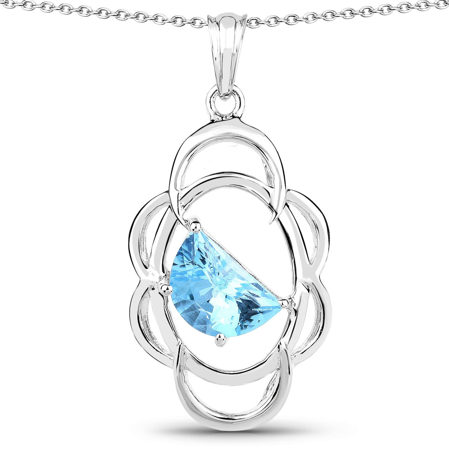 Pendentif en topaze bleue suisse véritable de 4,60 carats en argent sterling