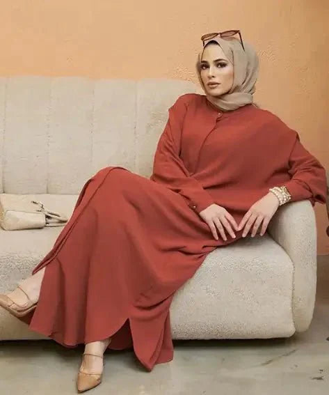 Vestido Abaya Elegante de Manga Larga para Mujeres