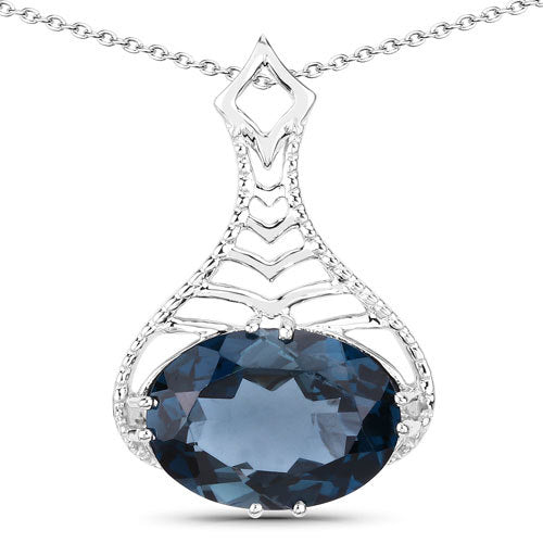 6.65 Carat London Blue Topaz Sterling Silver Pendant