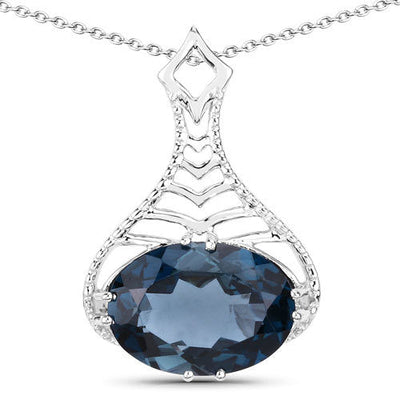 6.65 Carat London Blue Topaz Sterling Silver Pendant