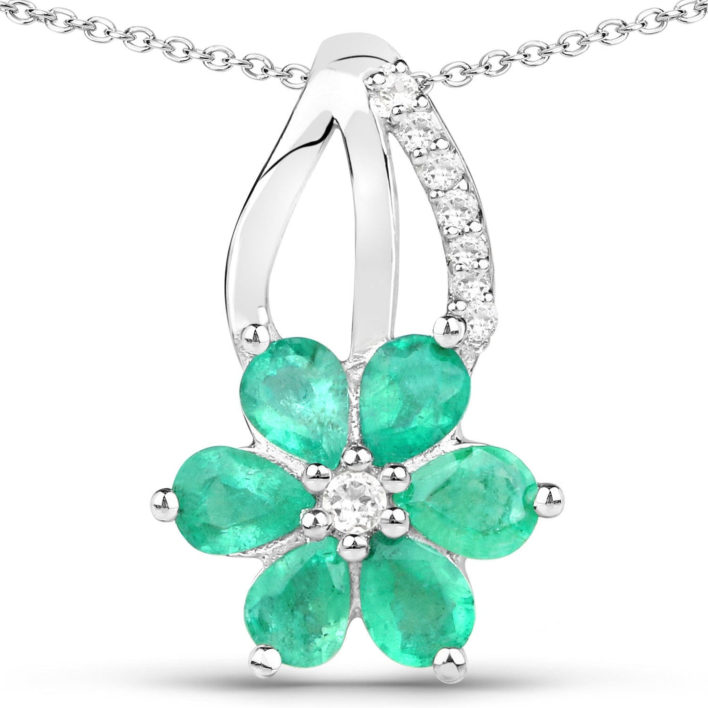 Ensemble de bijoux en émeraude véritable de 3,61 carats et topaze blanche