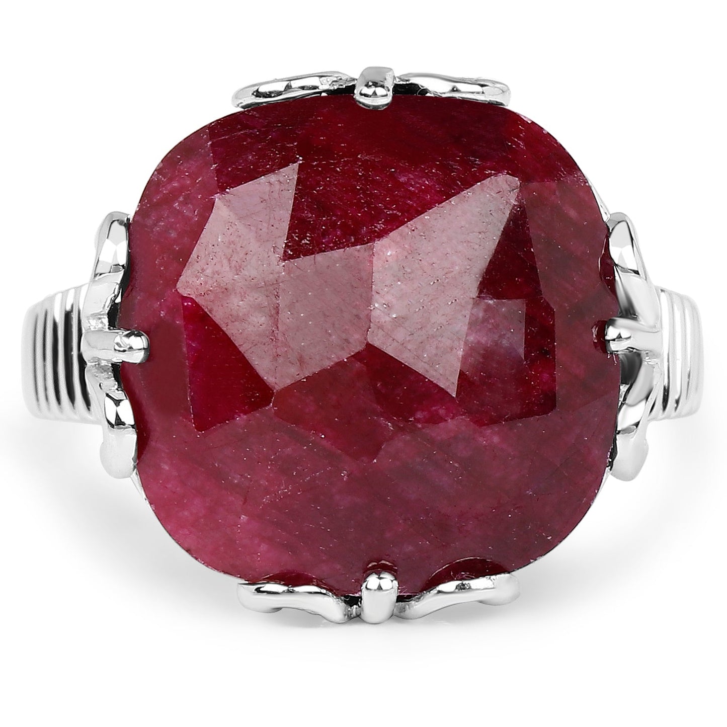 Bague de fiançailles en argent sterling .925 avec rubis teinté de 13,65 carats