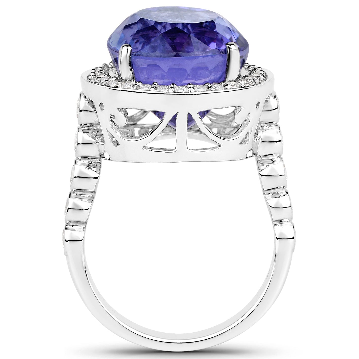 18.50 Carat Tanzanite and Diamond 18K White Gold Engagement Ring