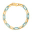 14k Yellow Gold Turquoise Paperclip Gem Link Bracelet