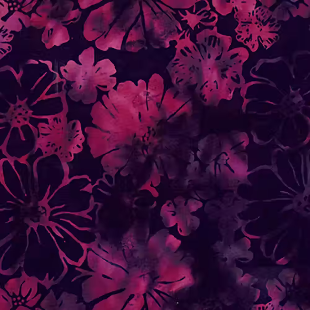 Huckleberry Bali Batik Bold Floral Cotton Fabric - 44"/45" Per Yard