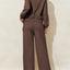 Collared Sweatshirt and High Waist Pants Active Set