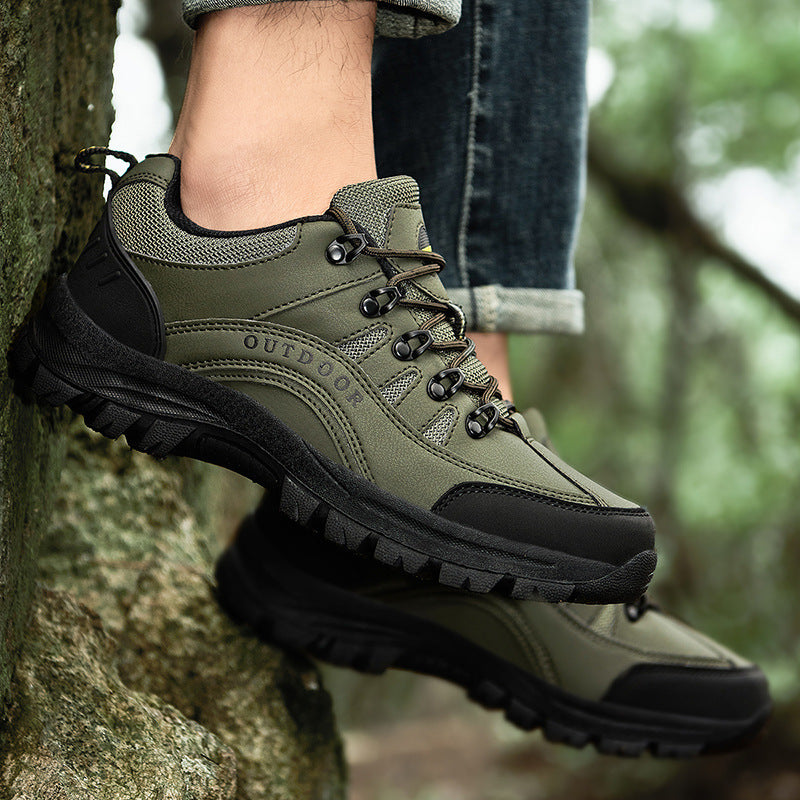 Men's Low-Top Leather Hiking Boots for Autumn & Winter