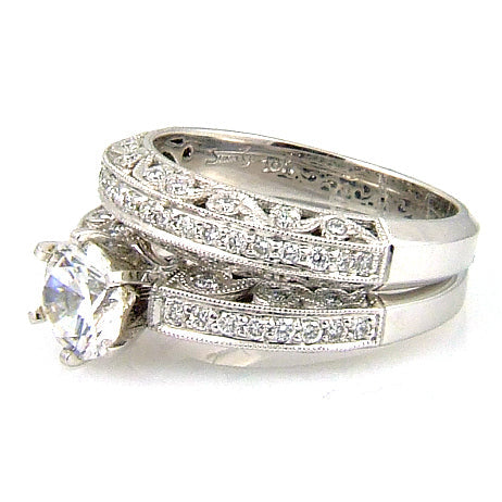 .54ct Ensemble de Bagues de Fiançailles de Style Antique en Or Blanc 18KT