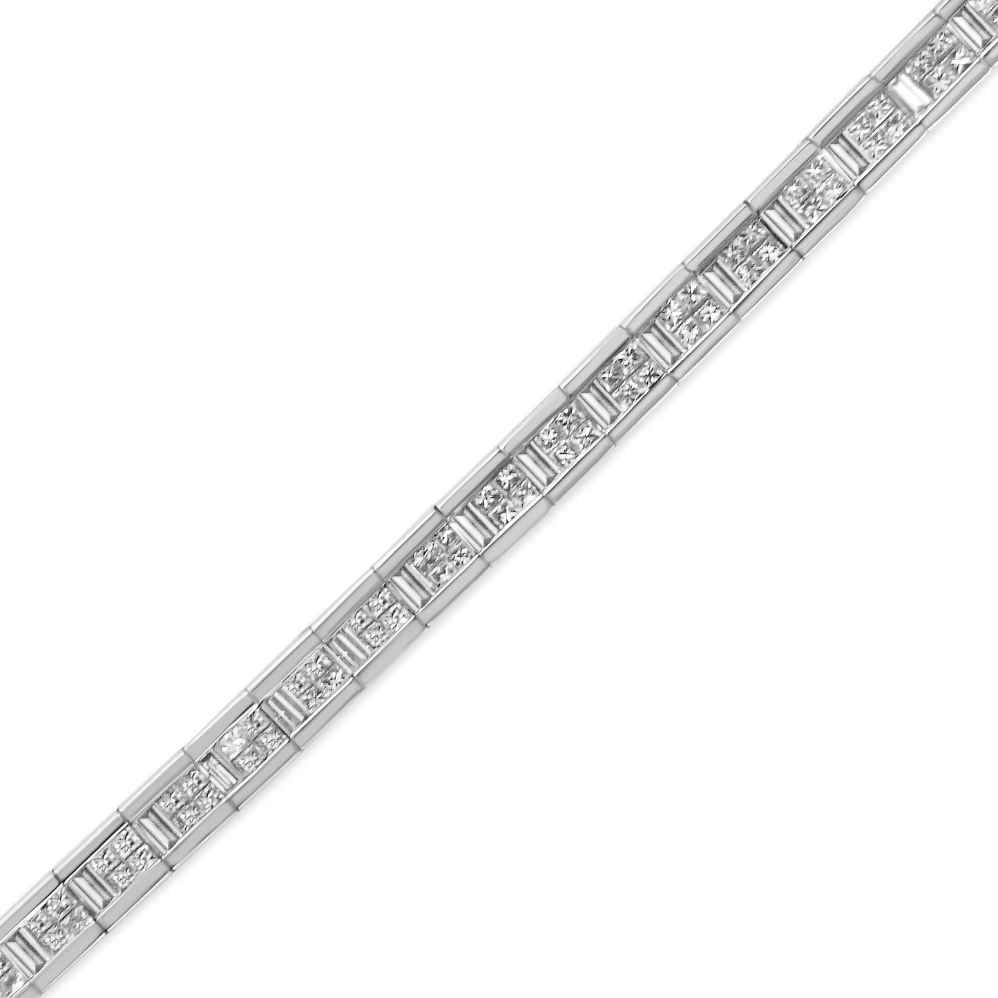 14K White Gold Diamond Tennis Bracelet - 4 3/8 Cttw, Size 7"