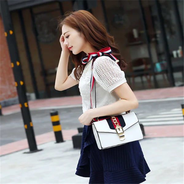 Elegant Small Square Crossbody Bag with Ribbon Detail