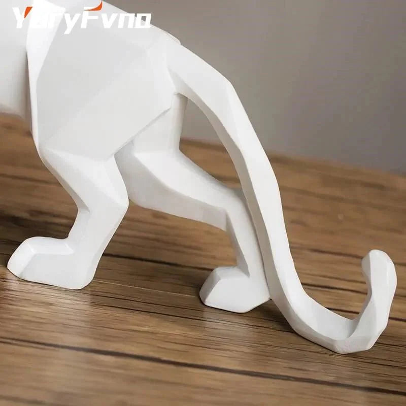 Estatua de Leopardo de Resina Abstracta: Decoración Moderna para Oficina en Casa