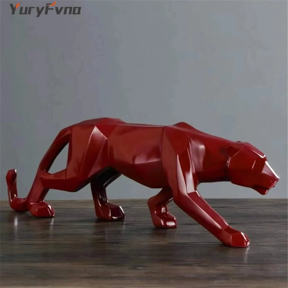 Estatua de Leopardo de Resina Abstracta: Decoración Moderna para Oficina en Casa