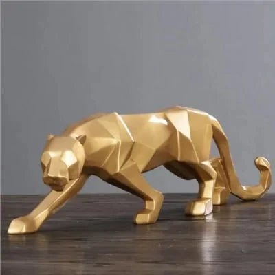 Estatua de Leopardo de Resina Abstracta: Decoración Moderna para Oficina en Casa