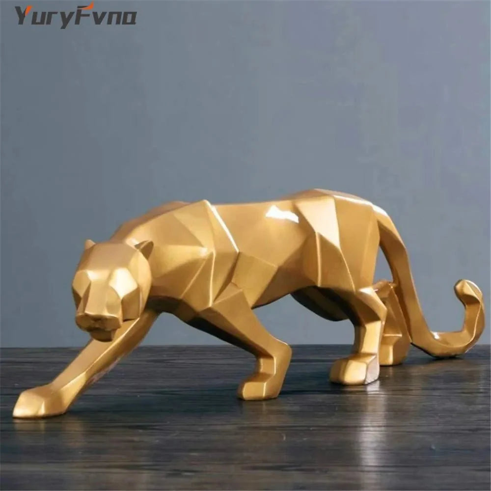 Estatua de Leopardo de Resina Abstracta: Decoración Moderna para Oficina en Casa