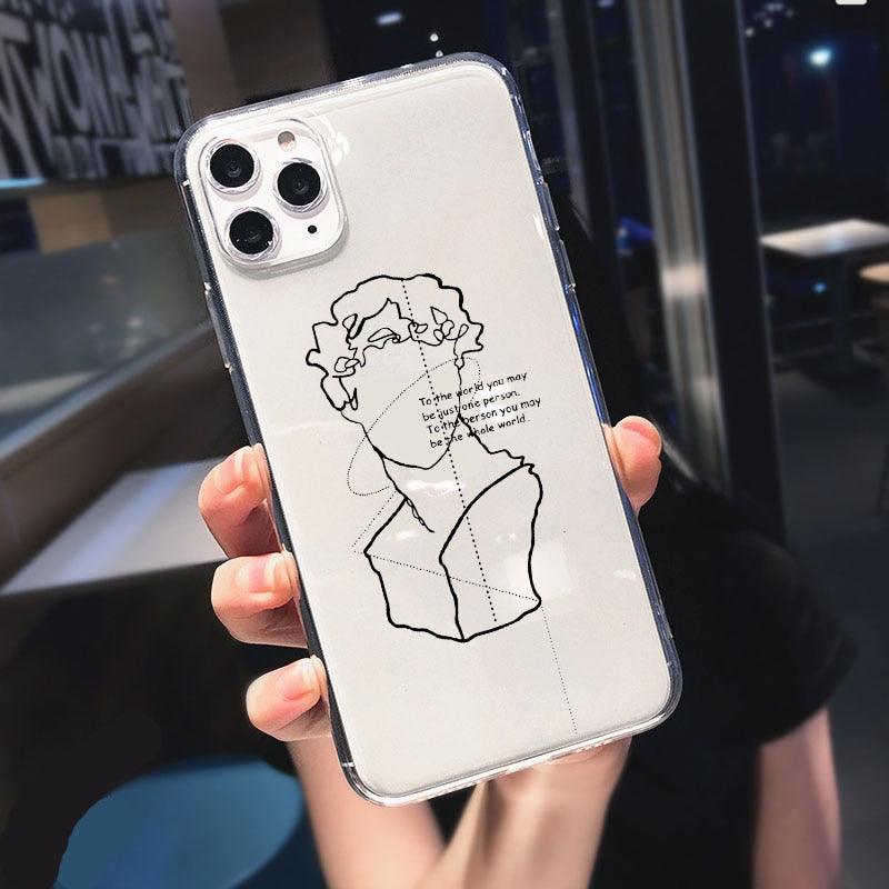 Coque de téléphone en silicone doux abstrait pour iPhone 14/13/12 Pro