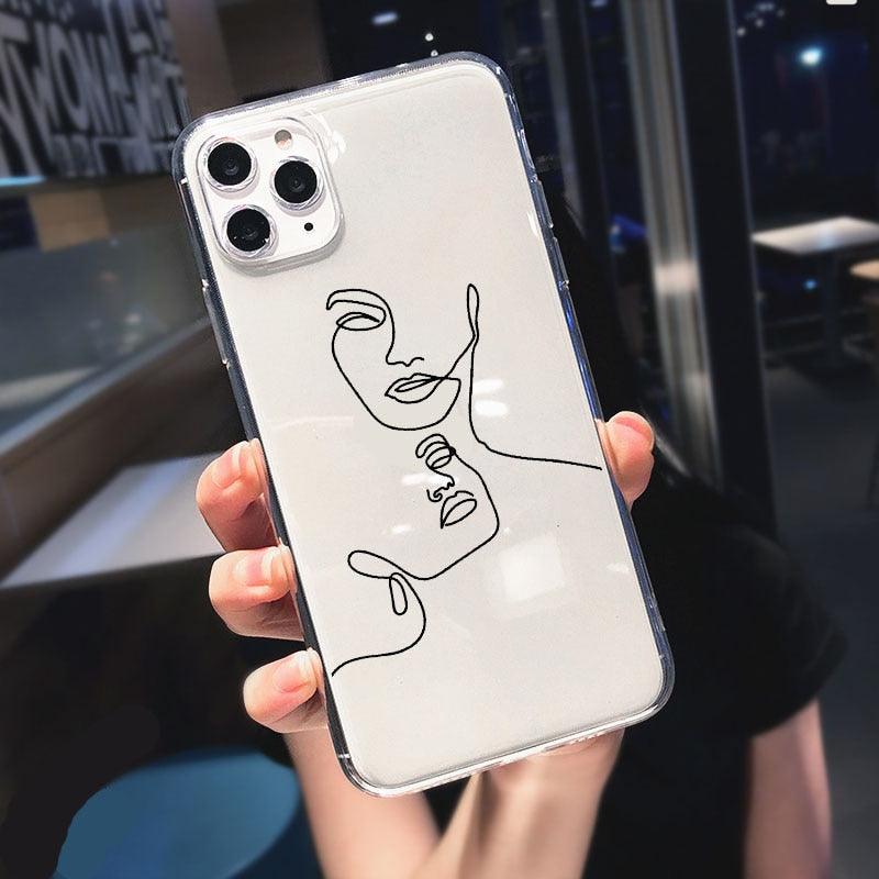 Coque de téléphone en silicone doux abstrait pour iPhone 14/13/12 Pro