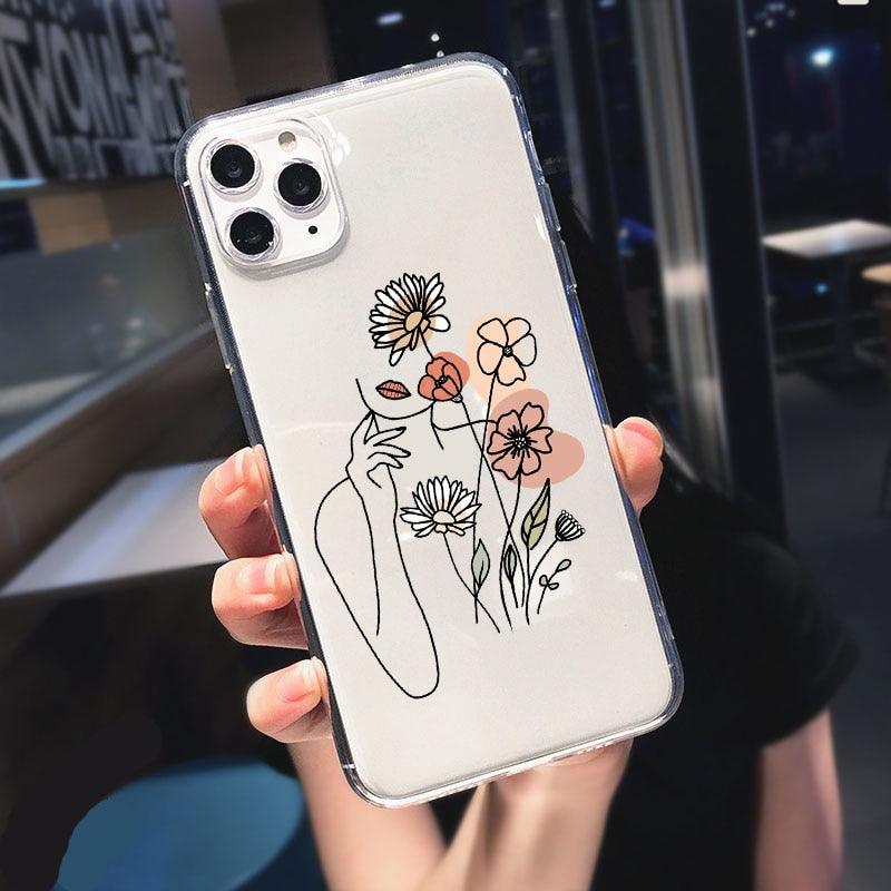 Coque de téléphone en silicone doux abstrait pour iPhone 14/13/12 Pro