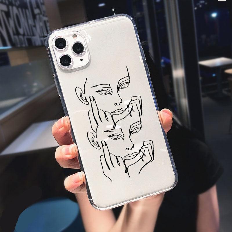 Coque de téléphone en silicone doux abstrait pour iPhone 14/13/12 Pro