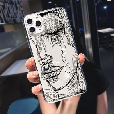Coque de téléphone en silicone doux abstrait pour iPhone 14/13/12 Pro