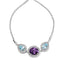 .925 Sterling Silver Amethyst & Blue Topaz Lariat Bolo Bracelet