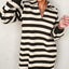 Chic Black Striped Collar Long Sleeve Mini Dress - Effortlessly Elegant Casual Wear for Women - Korvel