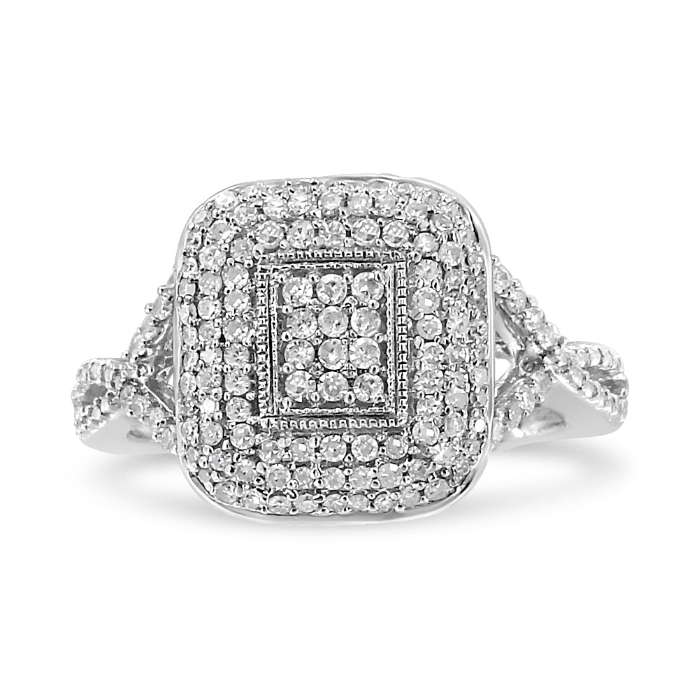 Bague en diamant en cluster taille 7 en argent sterling .925
