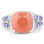 Bague en argent sterling avec pierre de lune pêche et tanzanite de 3,97 carats