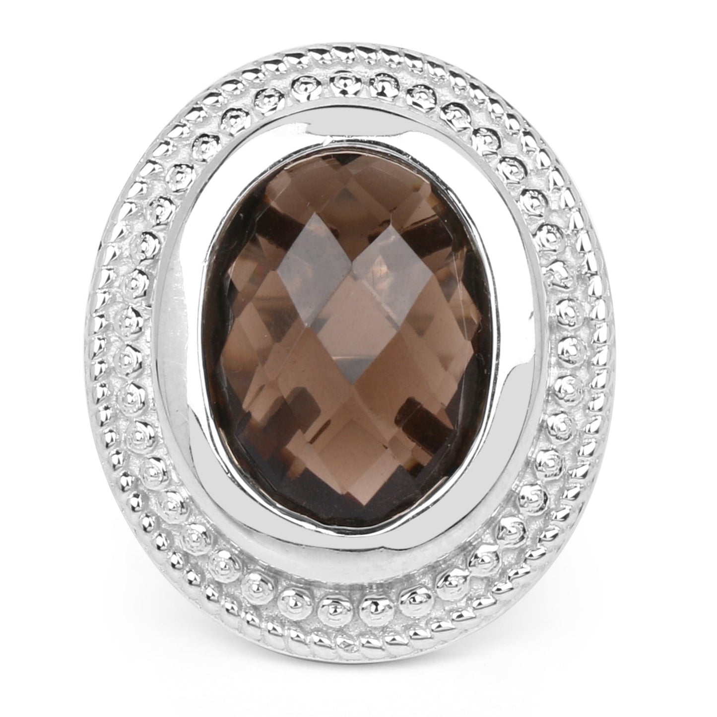 7.90 Carat Genuine Smoky Quartz Sterling Silver Ring