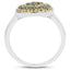 Anillo de Plata Esterlina con Diamantes Verdes y Amarillos de 0.39 Quilates