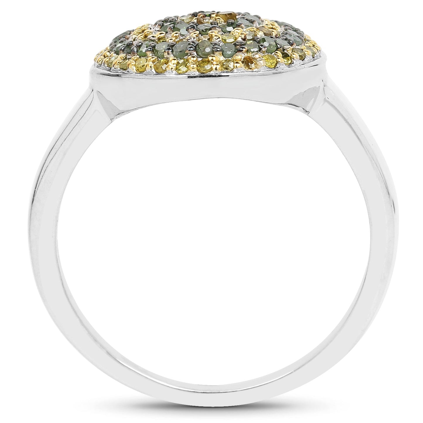 Anillo de Plata Esterlina con Diamantes Verdes y Amarillos de 0.39 Quilates