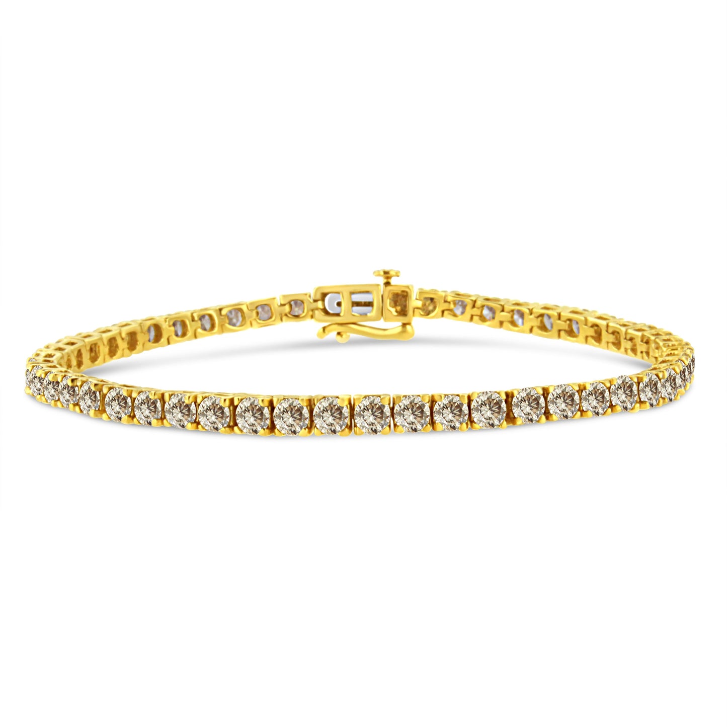 14K Yellow Gold Plated Sterling Silver Diamond Tennis Bracelet - 8.0 Cttw