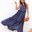 Elegant Ruffled Sleeveless Tiered Maxi Dress with Pockets