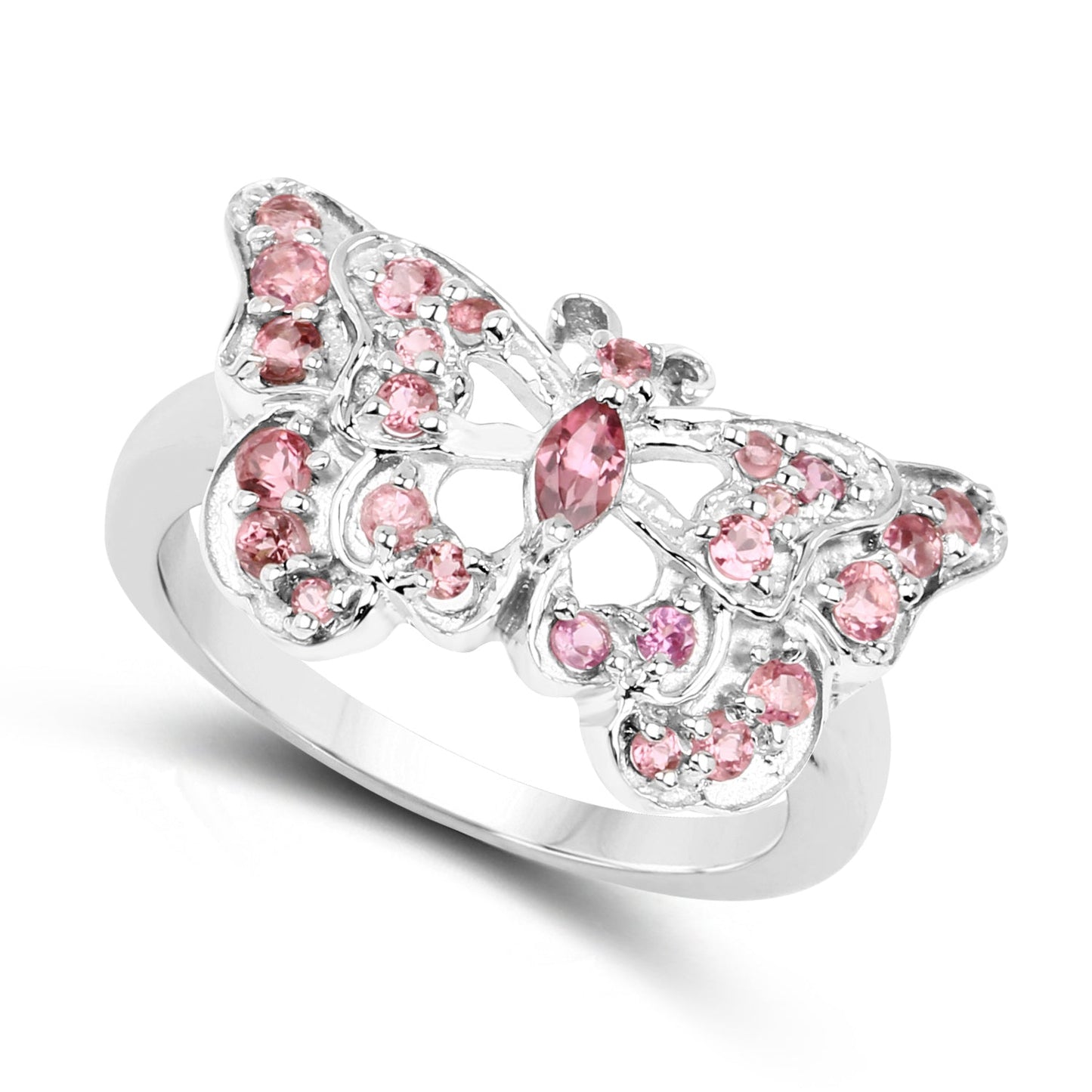 0.83 Carat Genuine Pink Tourmaline Sterling Silver Ring