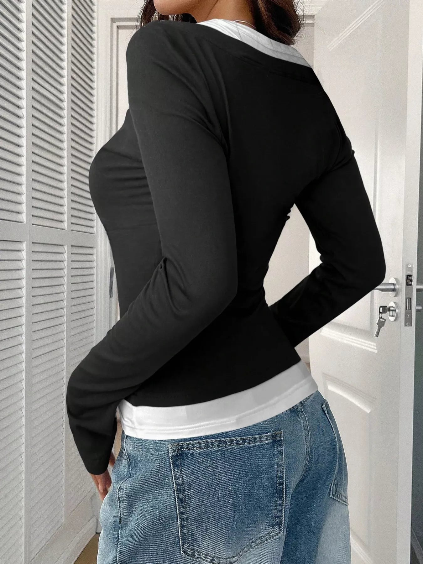 Camiseta de Estilo de Dos Piezas con Escote Redondo