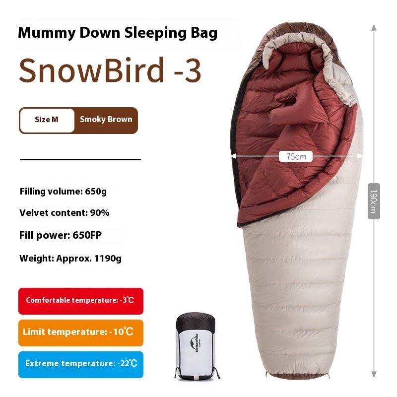 Sac de couchage momie en duvet d'oie premium pour un confort en plein air