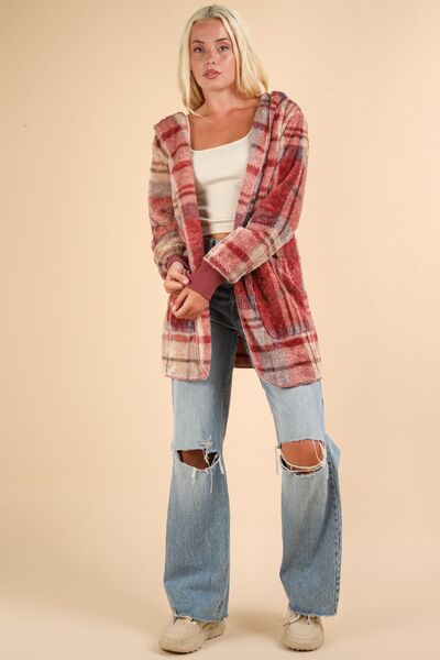 Trendy Hooded Plaid Jacket - Cozy & Colorful Outerwear for Chilly Days - Korvel