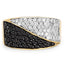 14K Yellow Gold Plated Black & White Diamond Cluster Ring