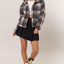 Chaqueta Bouclé a Cuadros con Cuello y Bolsillos