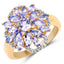 14K Yellow Gold Plated Tanzanite & White Topaz Cluster Ring