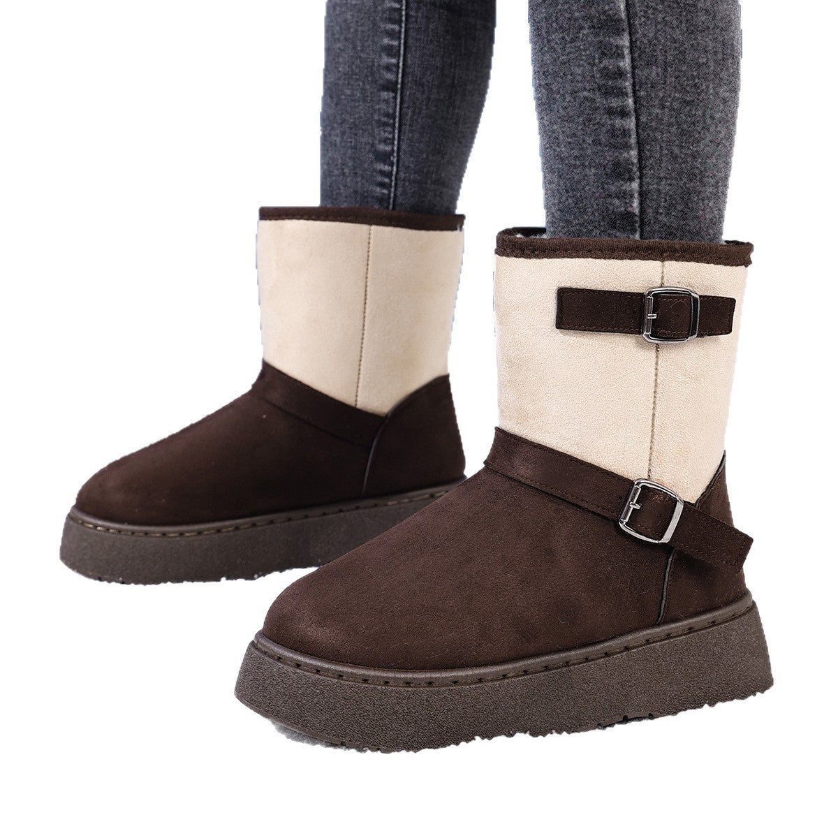 Botas de Nieve de Piel con Forro de Piel para Mujeres - Comodidad Estilosa