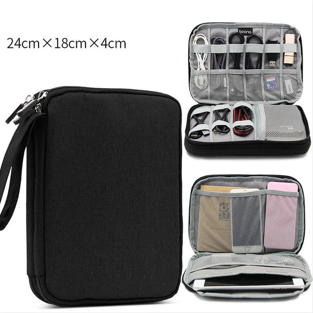 Accesorios digitales bolsa de acabado cargador de datos Cable de doble capa accesorios de viaje bolsa auriculares Usb Flash Drive organizar - Korvel