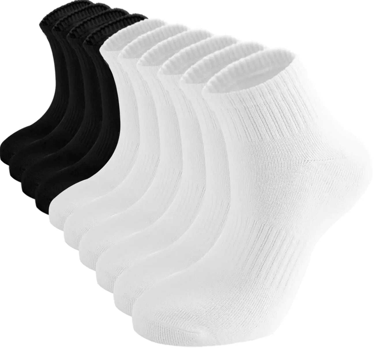 ACCFOD Women's Thin Cotton Ankle Socks - 5 Pairs in White & Black