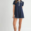 Ruffle Trimmed Collar Fine Knit Mini Dress for Women