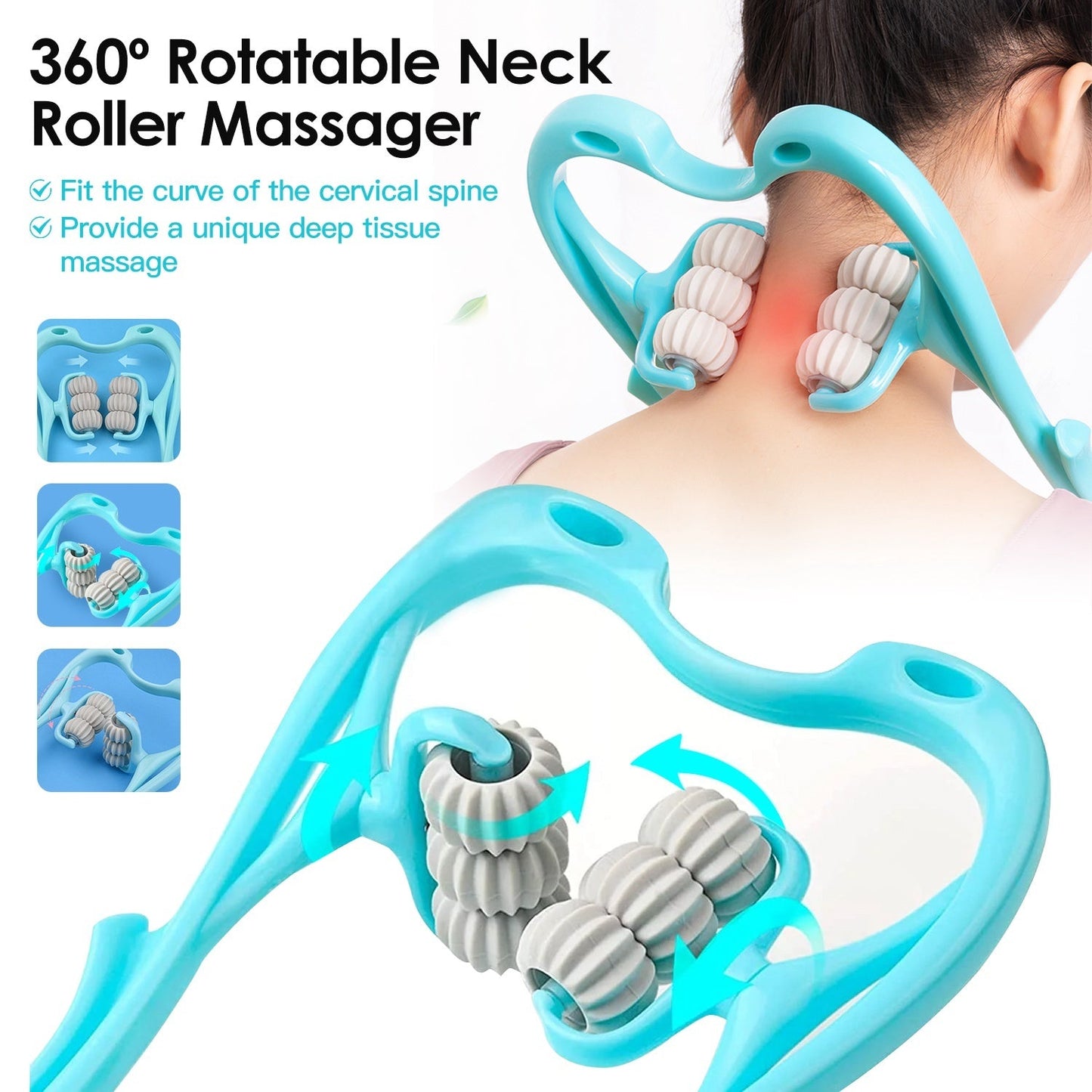 Portable 360° Neck and Body Massager with 6 Massage Balls for Pain Relief - Korvel