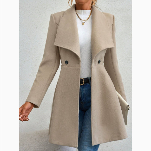 Elegant Slim-Fit Women's Wool Overcoat