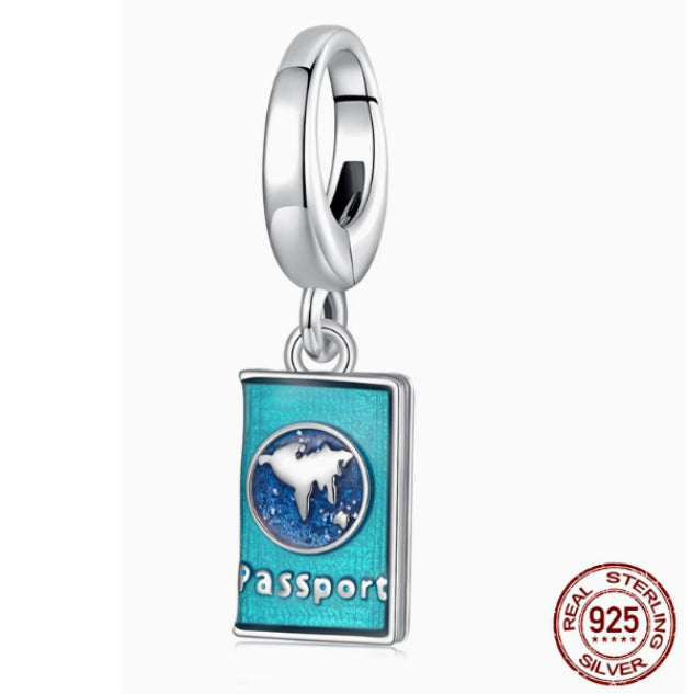 S925 Sterling Silver Openable Passport Pendant