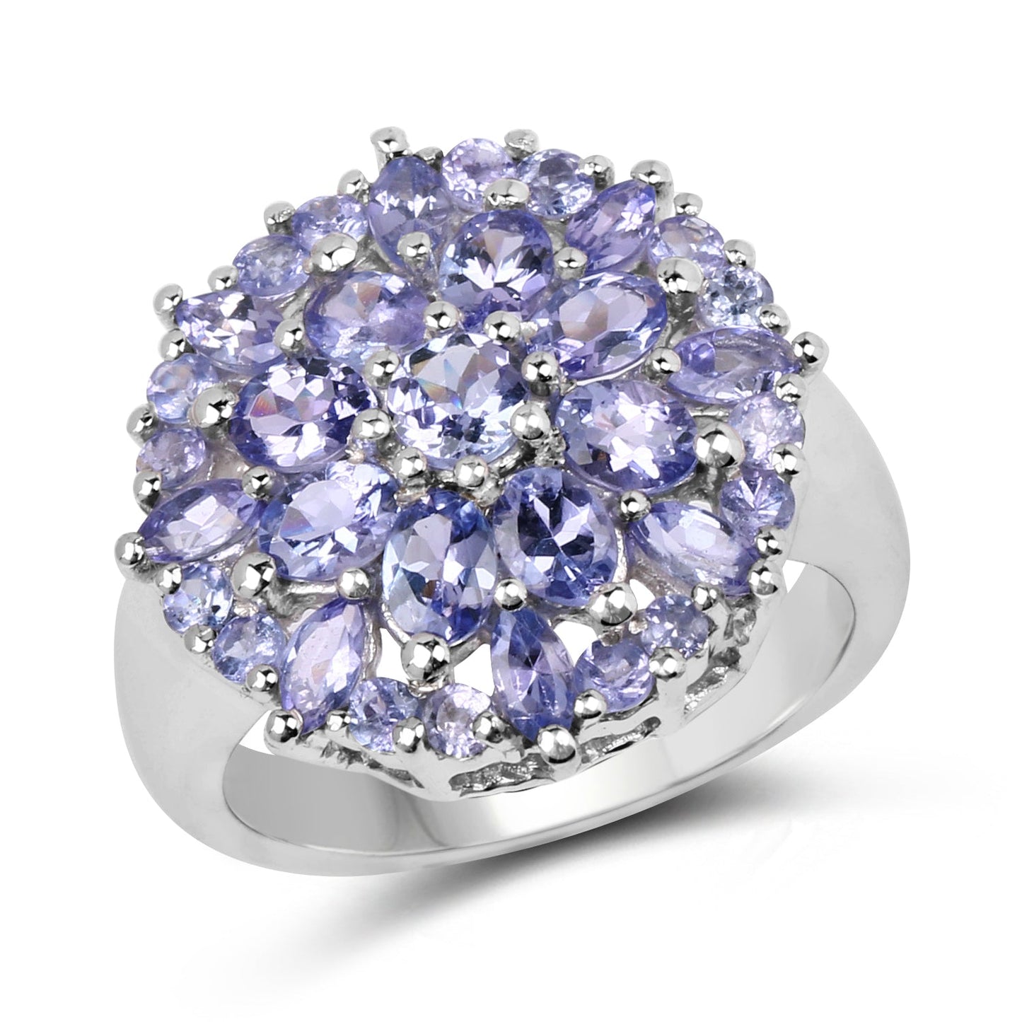 2.79 Carat Genuine Tanzanite Sterling Silver Engagement Ring