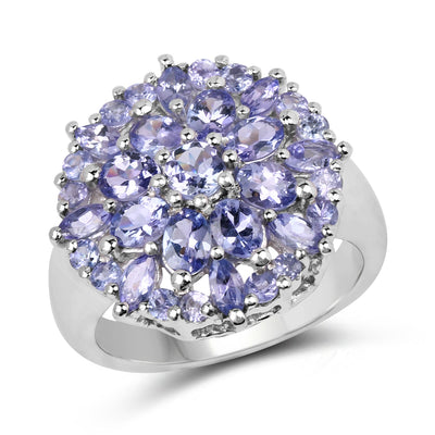 Bague de fiançailles en argent sterling avec tanzanite véritable de 2,79 carats
