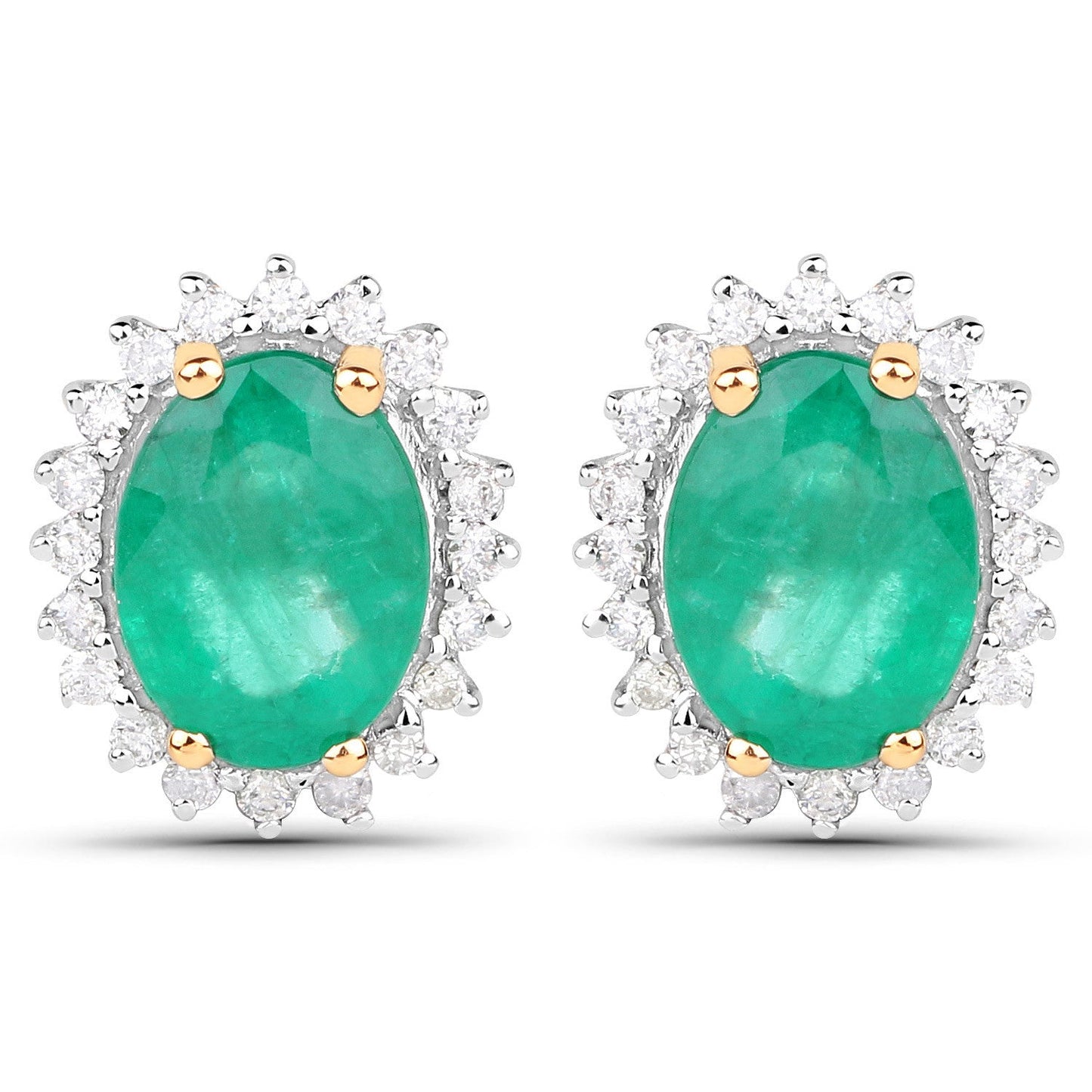 2.66 Carat Genuine Zambian Emerald and Diamond Halo Earrings